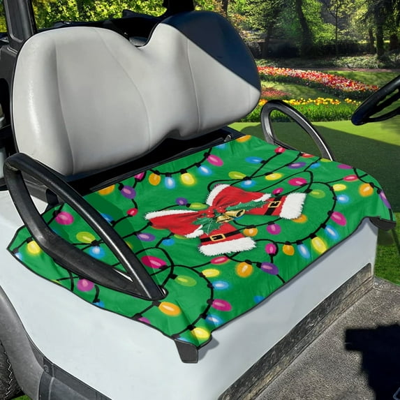 Yuyamidu Colorful Lights Golf Cart Seat Covers Christmas Bow Golf Cart Seat Blanket Fit for 2-Person Passenger Seat, Travel Sports Golf Cart Accessories, Green