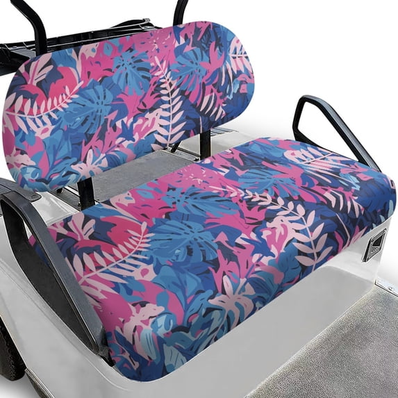 Yuyamidu Colorful Palm Leaves Golf Cart Backrest Bottom Seat Cover Set of 2 Tropical Golf Cart Seat Covers Soft Golf Cart Seat Cushion Fits for Club Car and More 2 Person Seats Golf Carts