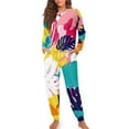 thumbnail image 1 of Yuyamidu Colorful Palm Leaves Winter Pajama Set for Women Soft Clothing Pajama Set of 2 Personalized Relaxed Home Wear Size 2XL Comfy Sleepwear with Pockets, 1 of 7