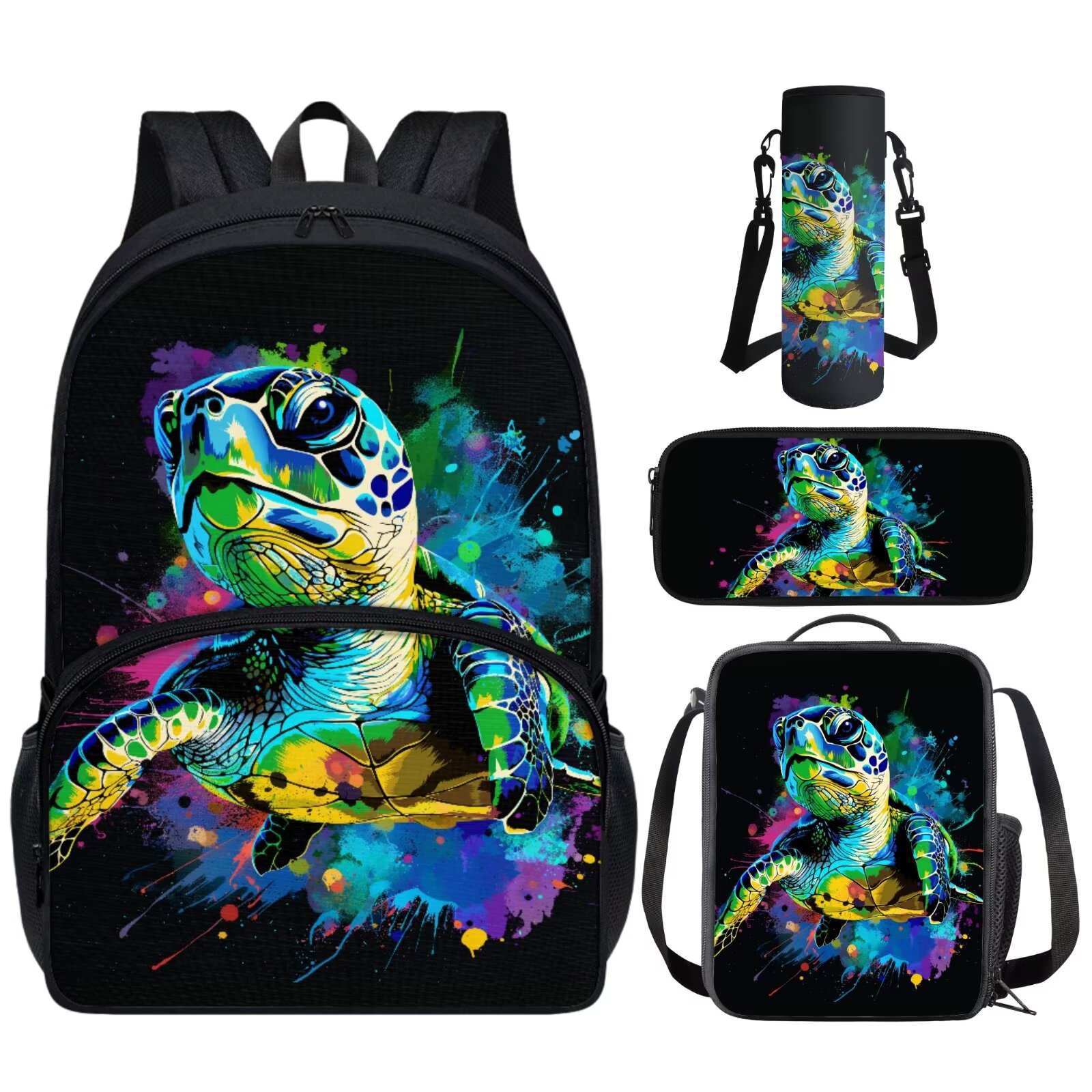 Yuyamidu Colorful Sea Turtle Backpack with Lunch Box Girls 10-12/12-14 ...
