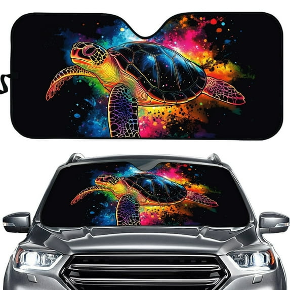 Yuyamidu Colorful Sea Turtle Car Sunshade Foldable Car Windshield Cover for SUV Truck Van Accessories Fashion Auto Heatshield Visor Blocks UV Rays Keep Your Vehicle Cool