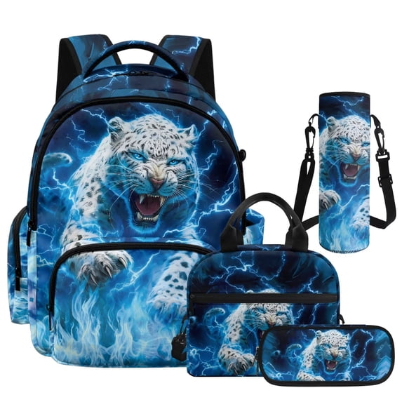 Yuyamidu Cool Leopard Backpack for Boys 4-6 with Lunch Box Preschool School Bag Set of 4 Backpacks Ages 6-8 with Water Bottle Organizer Toddler Bookbag Ages 4-6 Pencil Box