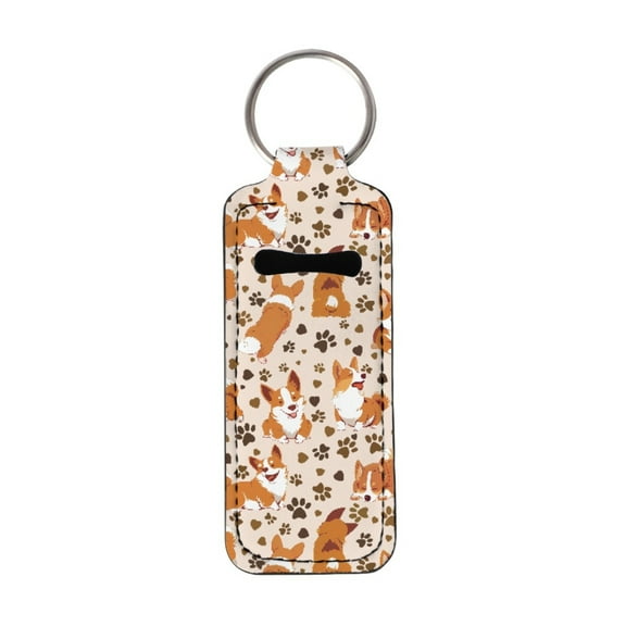 Yuyamidu Corgi Chapstick Holder Keychain for Women Dog Paw Auto Keychains Portable Lip Balm Holder Chapstick Keychain Holder for Lip Balm, Lipstick, Chapstick