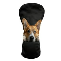 Yuyamidu Corgi Golf Ball Golf Club Headcover Cute Dog Golf Head Protective Cover Leather Driver Fairway Wood Hybrid Head Cover