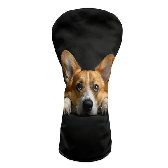 Yuyamidu Corgi Golf Ball Golf Club Headcover Cute Dog Golf Head Protective Cover Leather Driver Fairway Wood Hybrid Head Cover