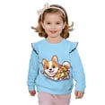 thumbnail image 1 of Yuyamidu Corgi Sweatshirt for Girls Size 5-6 Blue Cute Graphic Crewneck Sweatshirts Soft Lightweight Long Sleeve Ruffle Shoulder Pullover Tops for School Outdoor Play, 1 of 8
