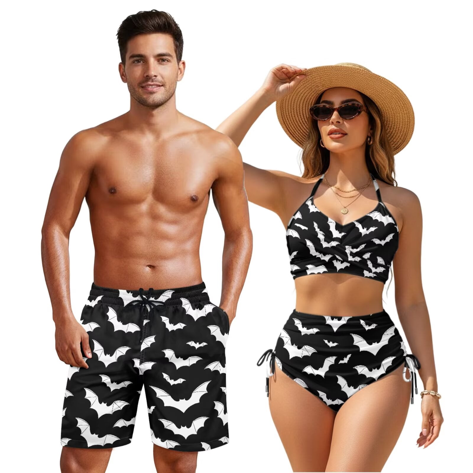 Yuyamidu Couples Swimsuits Matching Set Two Piece Bathing Suits