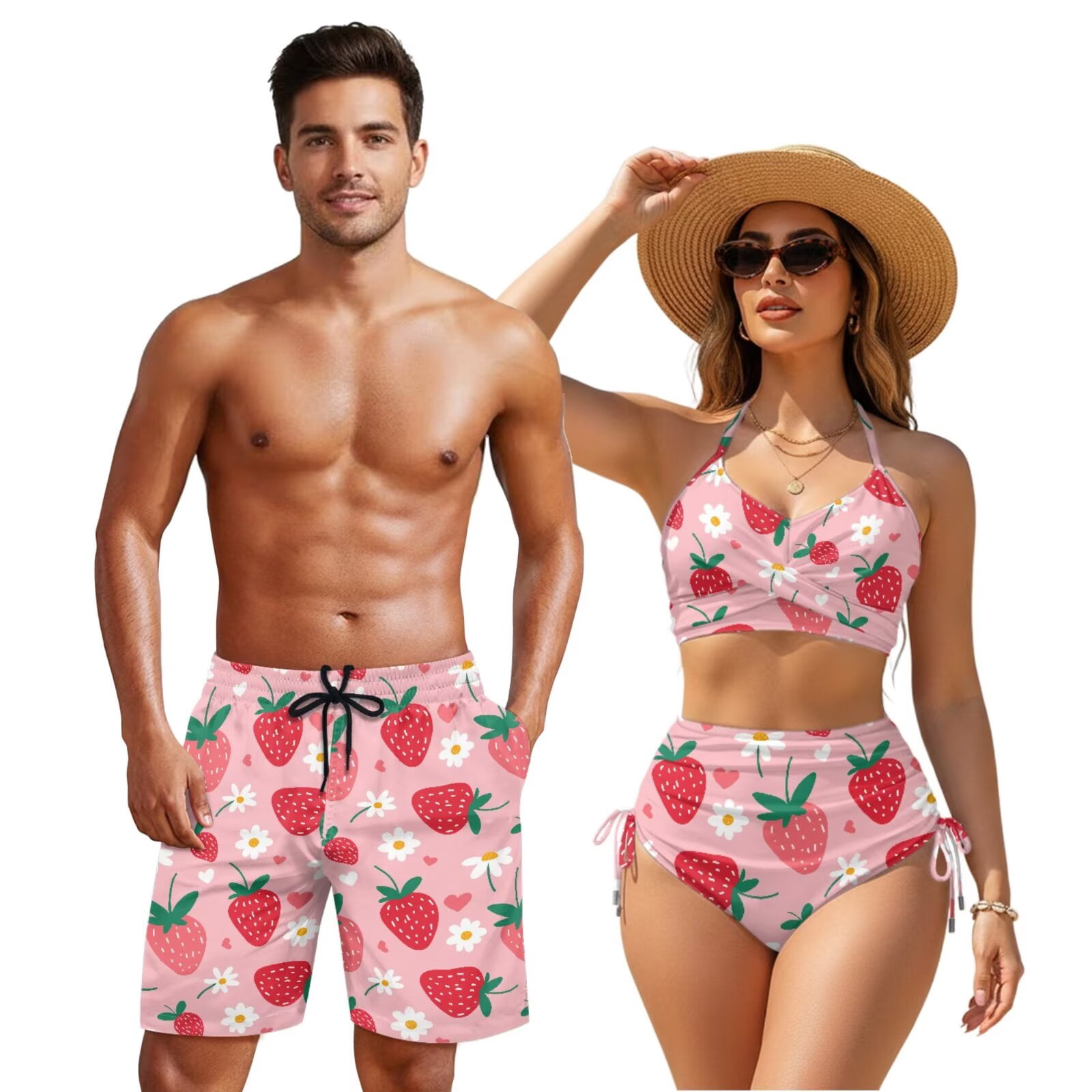 Yuyamidu Couples Swimsuits Matching Set Two Piece Bathing Suits