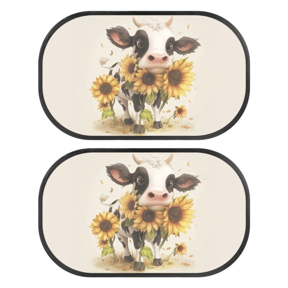 Yuyamidu Cow Car Side Window Sun Shades for Kids Baby 2 Piece Universal Sunshade for Car Window Shades Auto Accessories Sunflower Vehicle Sun Visor