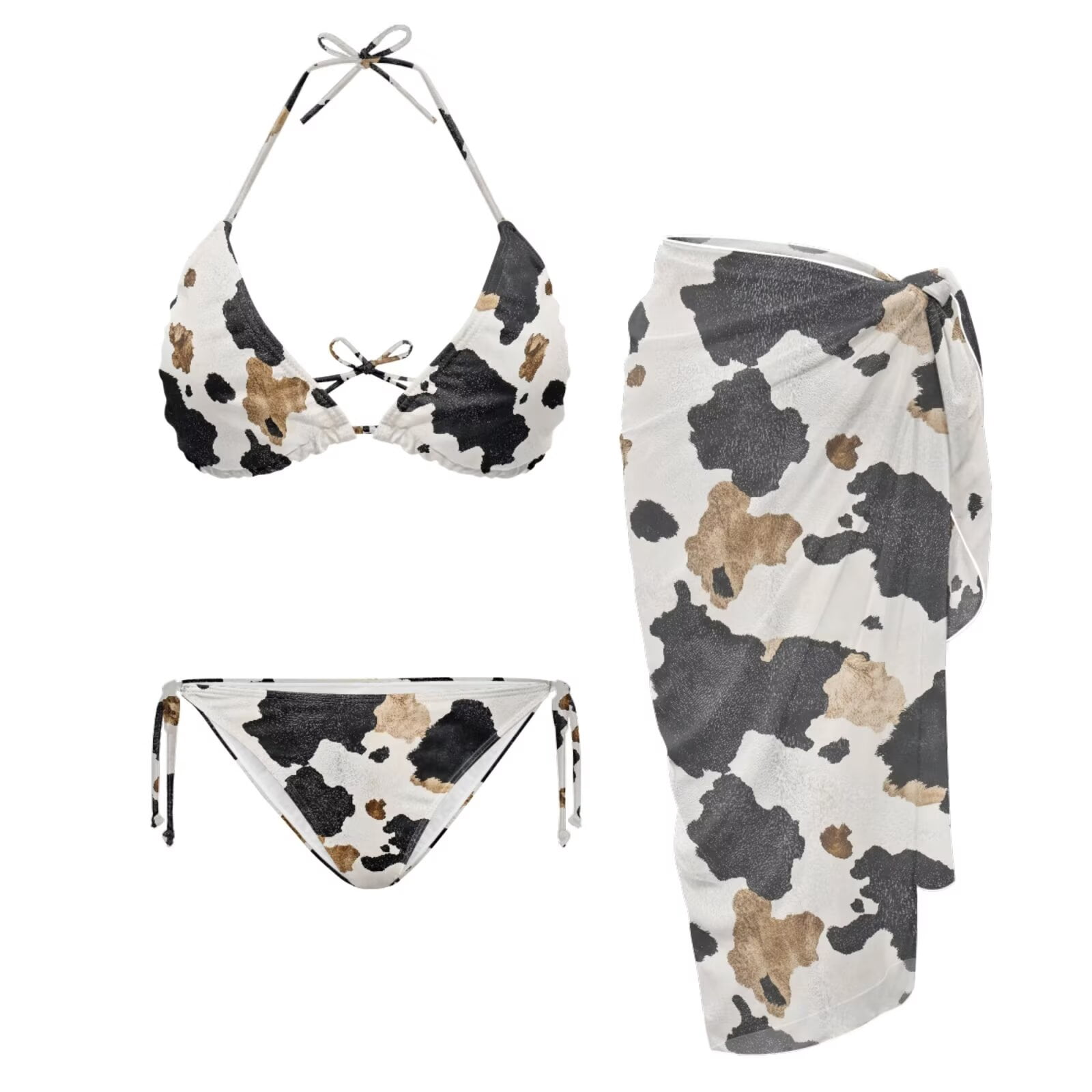 Yuyamidu Cow Print 3 Piece Swimsuits for Women String Bathing Suit ...