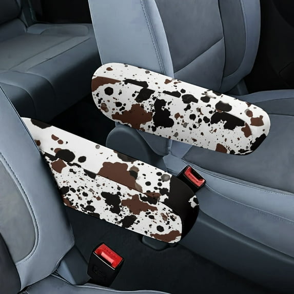 Yuyamidu Cow Print Car Front Seat Armrest Cover Anti-Scratch Car Armrest Handle Cover Soft Auto Armrest Decor Accessories Universal Fit Most Vehicles