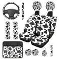 thumbnail image 1 of Yuyamidu Cow Print Car Seat Cover for Women Cute Steering Wheel Cover Seatbelt Pads Armrest Cover Head Rest Covers Coasters Keychain, Set of 14, 1 of 7