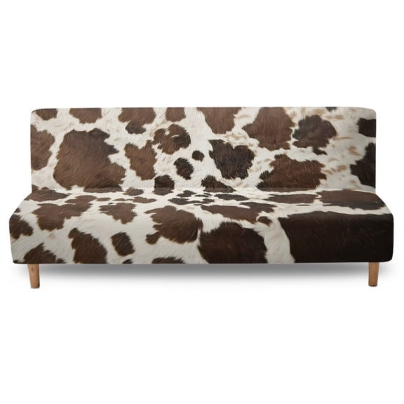 Yuyamidu Cow Print Futon Cover Armless Sofa Covers Waterpoof Armless Futon Bed Cover with Elastic Edge Easy to Install Furniture Protector Gift for Holiday