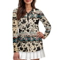 thumbnail image 1 of Yuyamidu Cow Print Golf Tops Women Aztec Tribal Golf Shirts Breathable Long Sleeve Tennis Shirt Workout Running Athletic Activewear Size L, 1 of 8