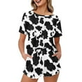 thumbnail image 1 of Yuyamidu Cow Print Nightwear for Women Pajama Set with Shorts O-neck Pajamas Top Size 3XL Casual Short Sleeve Sleepwear Sets Fashion Jogger Sport Lounge Wear Outfits 2 Piece, 1 of 7