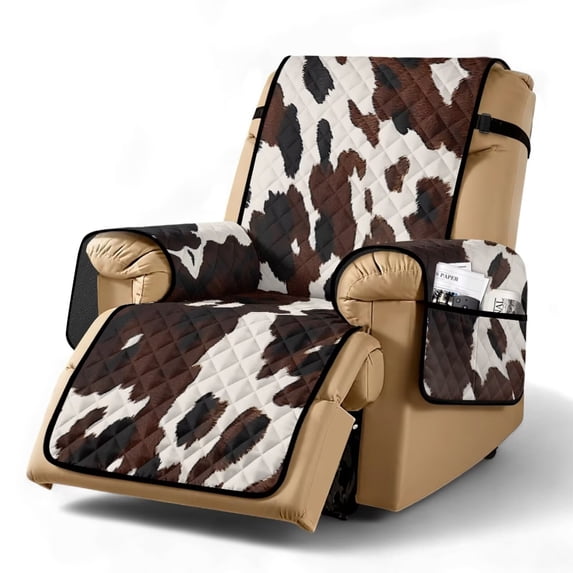 Yuyamidu Cow Print Recliner Chair Cover Sofa Slipcover Breathable Stretch Reclining Cover with Pockets Washable Recliner Chair Protector for Living Room Gift for Friends