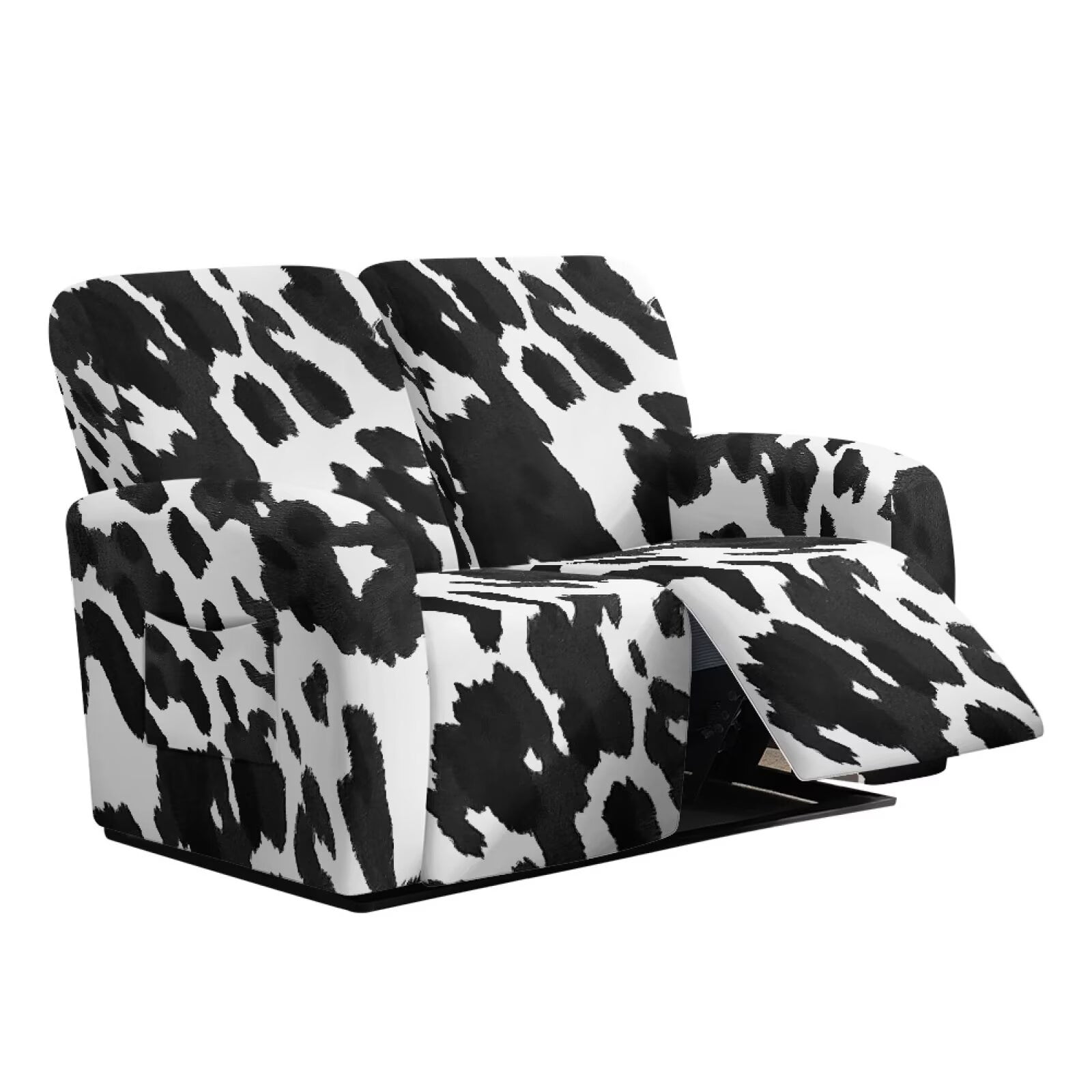 Yuyamidu Cow Print Recliner Loveseat Covers for Living Room Washable Recliner Loveseat Slipcover with Elastic Edge Breathable Reclining Couch Covers Gift for Friends