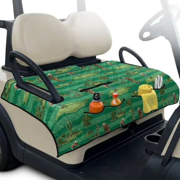 Yuyamidu Cowboy Golf Cart Seat Covers Golf Sports Club Car Golf Cart Seat Towel Blanket with 4 Front Pockets Portable Green Golf Cart Seats Cushion Covers