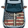 thumbnail image 1 of Yuyamidu Cross Car Hood Cover USA Flag Rearview Protector for Sedan Car Front Hood Cover Removable Car Side View Mirror Cover Automobile Decorative Accessories, Set of 3, 1 of 7