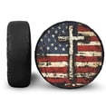 thumbnail image 1 of Yuyamidu Cross Spare Tire Cover Wheel Protector American Flag Wheel Covers Patriotic Tyre Cover Universal Fit for Jeep RV SUV Truck Travel Trailer, 1 of 5