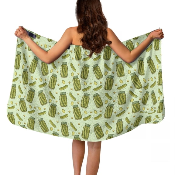 Yuyamidu Cucumber Shower Towel Wrap for Women Short Bath Wrap Sauna Body Wrap with Pocket Travel Spa Towel Wrap Green Bath Towels Absorbent Bath Sheets Size XL