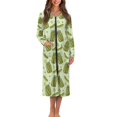 thumbnail image 1 of Yuyamidu Cucumber Zipper Up Robes Long Sleeve Bathrobe for Women Green Round Neck Nightgowns Robe Loose Fitting Pajama Dress Casual Mid-Length Sleepwear Size XL, 1 of 7