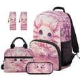 thumbnail image 1 of Yuyamidu Cute Axolotl Backpack with Lunch Box Kids Girls 5th Grade Cherry Blossom School Bag and Lunch Bag Pencil Case Bookmarks Set of 5 Elementary/Middle School Bookbag Age 6-8, 1 of 8