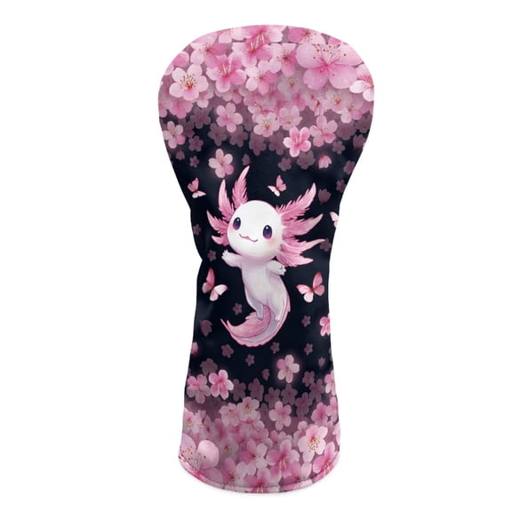 Yuyamidu Cute Axolotl Golf Club Covers Waterproof Golf Head Covers Driver Covers Fariway Wood Headcover Hybrid Covers Pink Cheey Blossom Leather Golf Headcover