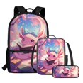 thumbnail image 1 of Yuyamidu Cute Axolotl Kids Backpack Set 3 in 1, 17 Inch School Backpack with Lunch Bag and Pencil Case, Large Capacity Bookbag for Boys Girls, Elementary Middle School, 1 of 7