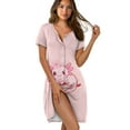thumbnail image 1 of Yuyamidu Cute Axolotl Night Gown for Women Soft Comfy Pink Button Down Nightshirts Short Sleeve Summer Lounge Dress, 1 of 7
