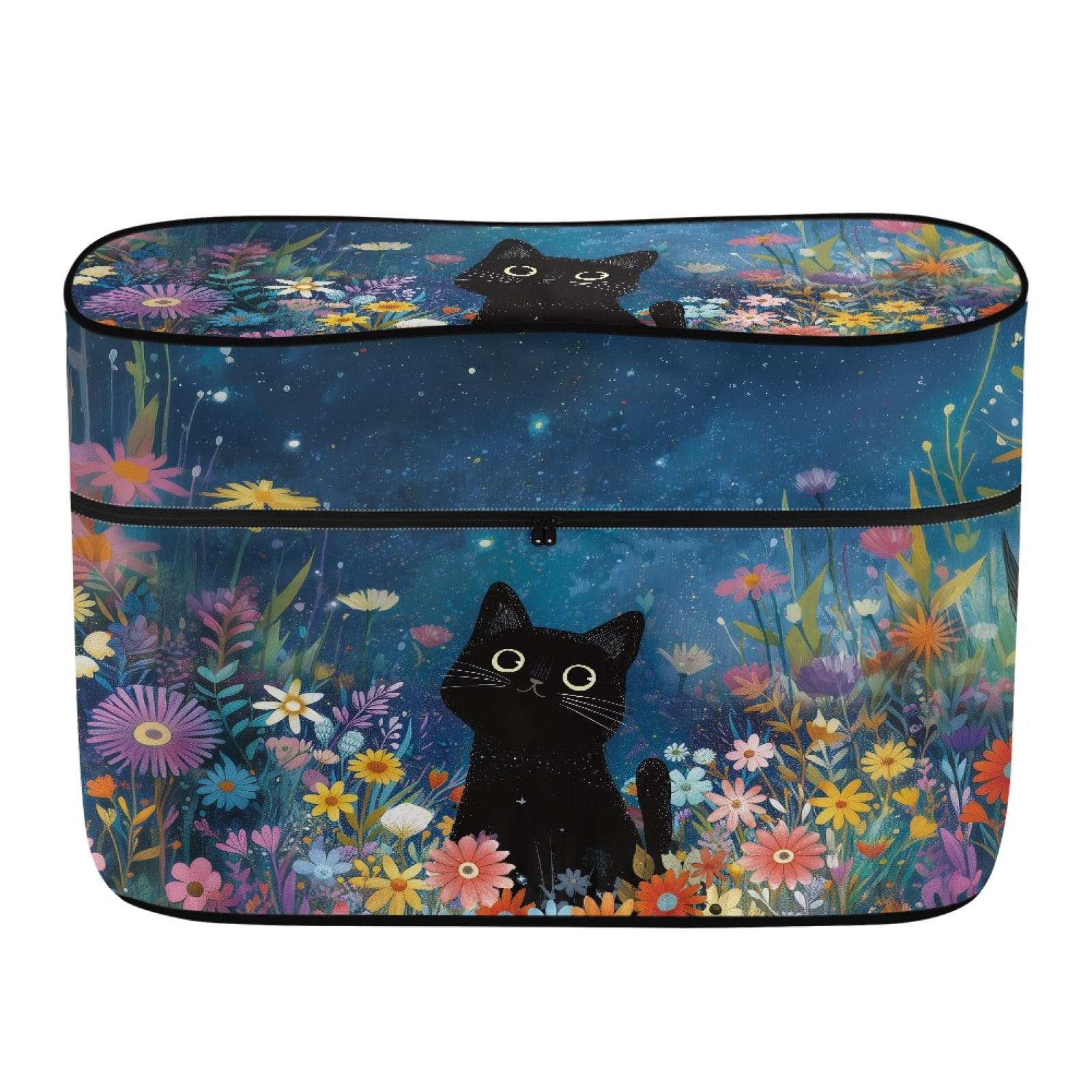 Yuyamidu Cute Black Cat RV Propane Tank Cover Colorful Flowers Double 20 lb Propane Tank Cover for Camper Trailer, Waterproof Trailer Travel Accessories