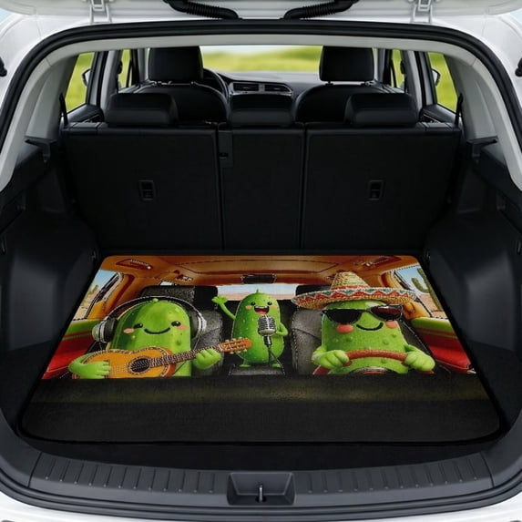 Yuyamidu Cute Cactus Car Trunk Liner 29 × 39 Inches, Non-Slip Stain Resistant Rear Cargo Mat for Sedans SUVs Trucks, Universal Fit Auto Interior Decoration
