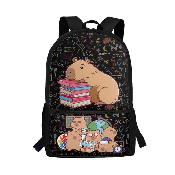 Yuyamidu Cute Capybara 17 Inch School Backpack with Multiple Pockets, Large Capacity Bookbag for Teen Students Class Daily Commute Travel Use
