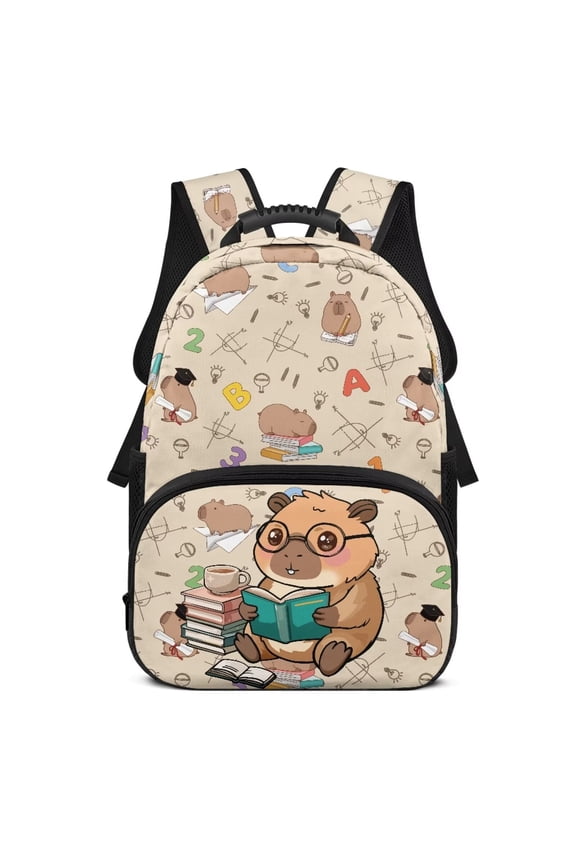 Cute Capybara Backpack for Boys Girls Large Capacity Bookbag Shoulder Bag Kids 17 Inches Travelling School Bag Reusable Daypack for Laptop Book Junior High School Knapsacks