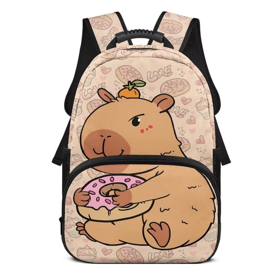 Yuyamidu Cute Capybara Backpacks for Girls Middle School Book Bag for Boys Portable Bookbags Teen Kids Large Capacity Backpacks for School