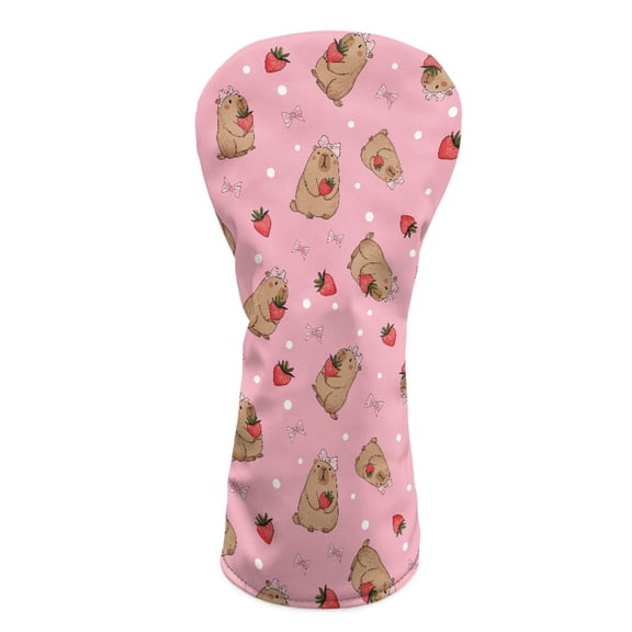 Yuyamidu Cute Capybara Golf Head Covers Strawberry Golf Club Headcovers, Designed to Fit Hybrid 3/5 Woods and Drivers