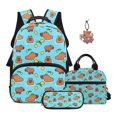 thumbnail image 1 of Yuyamidu Cute Capybara Kids Backpack with Lunch Box Girls Boys 5-6/7-8 School Bag and Lunch Bag Pencil Case Set of 4 Back to School Bookbag for Student, Blue, 1 of 6