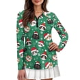 thumbnail image 1 of Yuyamidu Cute Cat Golf Tops Women Christmas Golf Shirts Long Sleeve Collared Tennis Shirt Green Quarter Zip V Neck Slim Fit Activewear Size M, 1 of 8