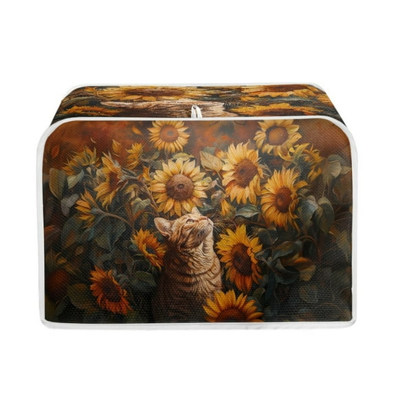 Yuyamidu Cute Cat Toaster Cover 2 Slice Sunflower Bread Maker Dust Cover Wide Slot Kitchen Small Appliance Dustproof Cover Universal Small Microwave Oven Cover