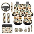 thumbnail image 1 of Yuyamidu Cute Dachshund Dog Car Seat Cover Full Set of 13 Dahlia Steering Wheel Cover Seat Belt Pad Cover Cup Mat Auto Center Console Cushion Pad Keychain, 1 of 6
