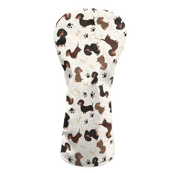 Yuyamidu Cute Dachshund Golf Club Covers Dog Paw Golf Headcovers for Driver Fairway Woods Hybrids Women Men, Waterproof PU Leather