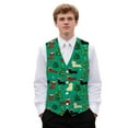thumbnail image 1 of Yuyamidu Cute Dachshund Mens Suit Vest Xmas Tree Business Formal Dress Vests for Men Size M Christmas Casual Wedding Tuxedo Party Waistcoat, Green, 1 of 7
