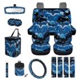 thumbnail image 1 of Yuyamidu Cute Dolphin Car Seat Cover Front Back Seat Covers 15 PCS Blue Hibiscus Steering Wheel Cover Seat Belt Pad Garbage Bag Air Vent Bag Rearview Mirror Cover Coasters Key Chain, 1 of 7