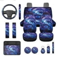 thumbnail image 1 of Yuyamidu Cute Dolphin Car Seat Cover Set of 13 Purple Galaxy Steering Wheel Cover Seat Belt Covers Car Armrest Cover Cup Holders Keychain 13 PCS Auto Accessories, 1 of 6