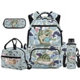 thumbnail image 1 of Yuyamidu Cute Fish Camo 17-Inch School Backpack Set, 4Pcs with Lunch Box, Pencil Case, Water Bottle Sleeve for Boys, Lightweight Bookbag for Elementary Students, 1 of 7