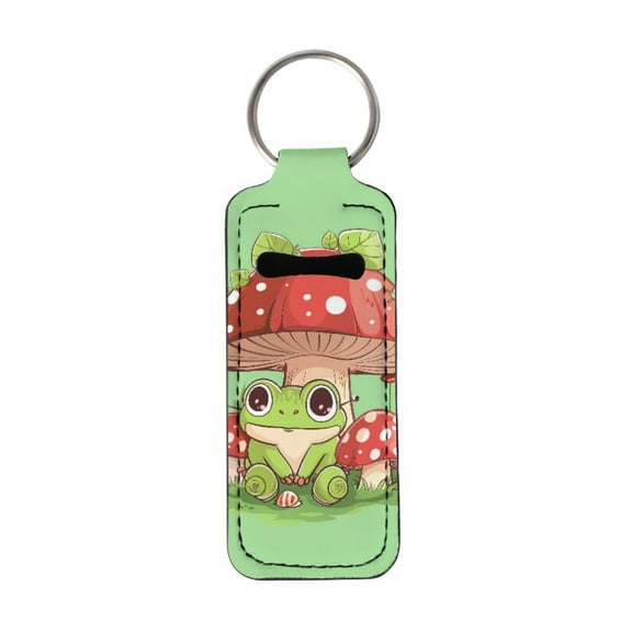 Yuyamidu Cute Frog Chapstick Holder Keychain for Women Girls Mushroom Chapstick Lip Balm Lip Gloss Lipstick Holder Keychains Keep from Scratched and Dust, Green