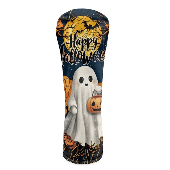 Yuyamidu Cute Ghost Golf Club Head Covers PU Leather Golf Head Covers Happy Halloween Driver Headcover Fairway Wood Head Cover Hybrid Headcover