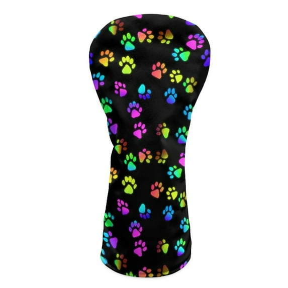 Yuyamidu Cute Golf Club Head Cover with Soft Lining Colorful Dog Paw Driver Headcover Waterproof PU Leather Golf Club Cover Golf Gift for Golfers