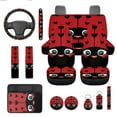 thumbnail image 1 of Yuyamidu Cute Ladybug Auto Seat Covers Set with Steering Wheel Cover Seat Belt Covers Red Car Armrest Cover Cushion Coasters Cup Holders Keychain, 13 PCS Car Accessories, 1 of 6