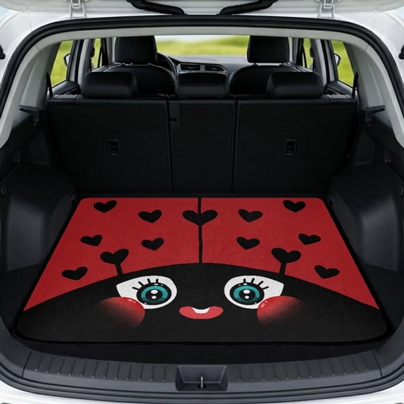 Yuyamidu Cute Ladybug Rear Cargo Liner 29" x 39", Non-Slip Scratch-Resistant Trunk Floor Mat, Universal Fit for SUV Sedan Hatchback, Funny Vehicle Interior Decor
